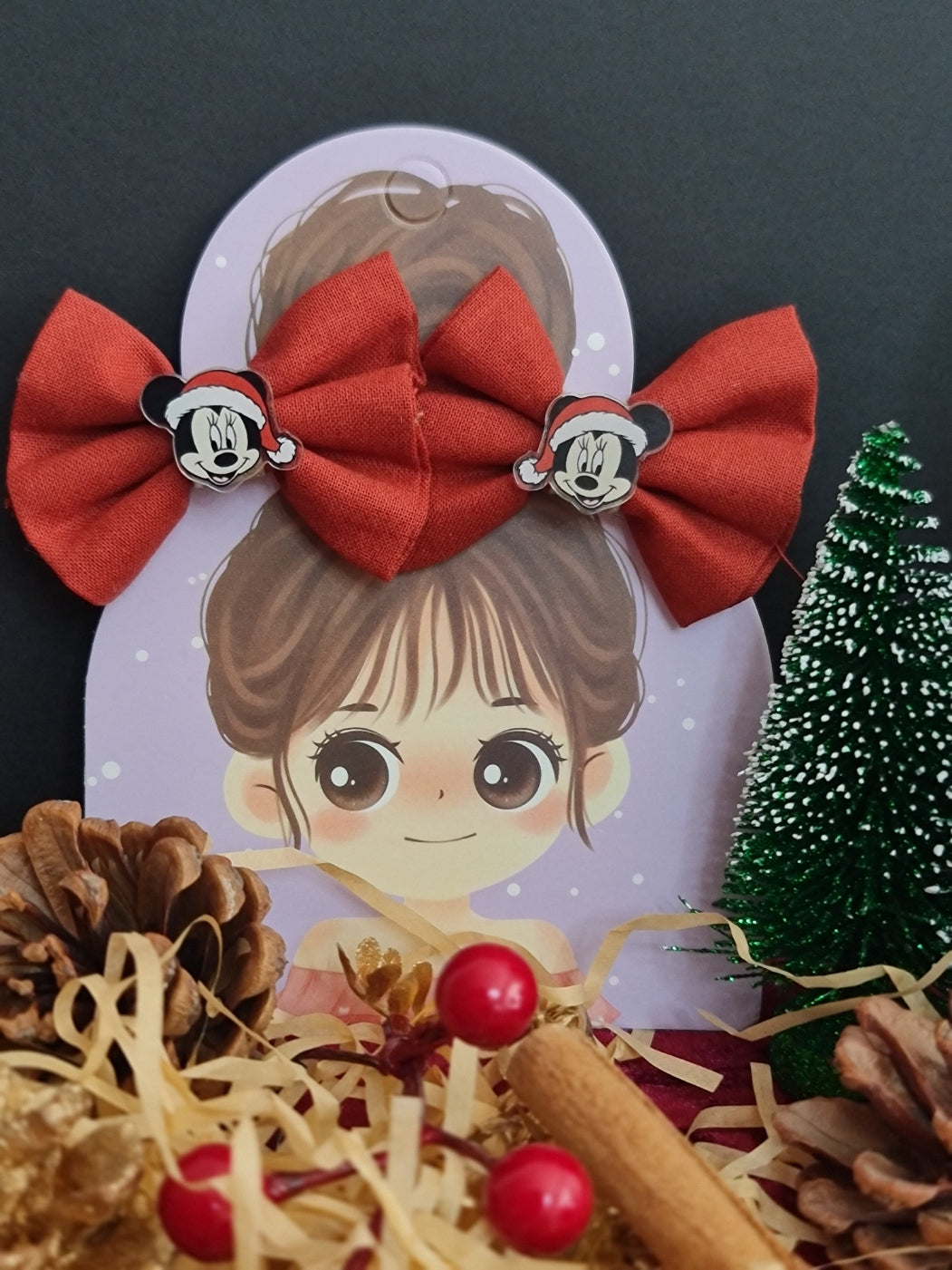 Barrettes souris bonnet noël