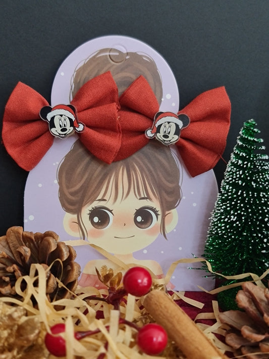 Barrettes souris bonnet noël